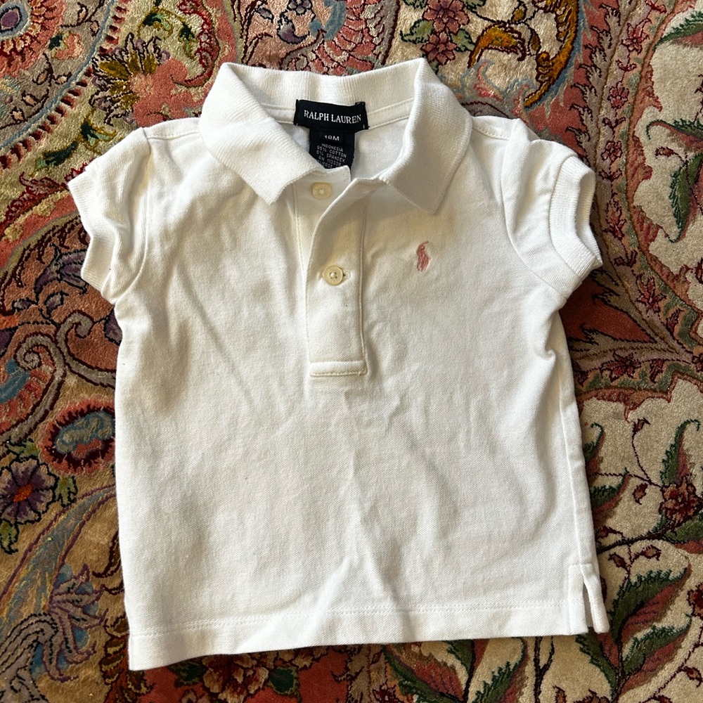 Ralph Lauren Toddler Girl 18 Month White Cotton Polo Shirt